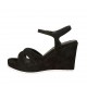 Sandalo da donna in camoscio nero con cinturino, plateau e zeppa 8 - Misure disponibili: 32