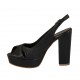 Sandalo da donna con plateau in pelle nera tacco 10 - Misure disponibili: 43