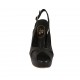 Sandalo da donna con plateau in pelle nera tacco 10 - Misure disponibili: 43