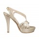 Sandalo da donna con plateau in pelle laminata platino tacco 11 - Misure disponibili: 42, 45, 46