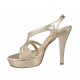 Sandalo da donna con plateau in pelle laminata platino tacco 11 - Misure disponibili: 42, 45, 46