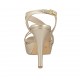 Sandalo da donna con plateau in pelle laminata platino tacco 11 - Misure disponibili: 42, 45, 46