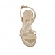 Sandalo da donna con plateau in pelle laminata platino tacco 11 - Misure disponibili: 42, 45, 46