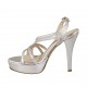 Sandalo da donna in pelle laminata argento con plateau e tacco 11 - Misure disponibili: 34, 42, 46