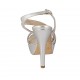 Sandalo da donna in pelle laminata argento con plateau e tacco 11 - Misure disponibili: 34, 42, 46