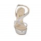 Sandalo da donna in pelle laminata argento con plateau e tacco 11 - Misure disponibili: 34, 42, 46