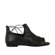 Scarpa aperta da donna con lacci in pelle nera tacco 1 - Misure disponibili: 33, 34, 43