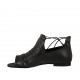 Scarpa aperta da donna con lacci in pelle nera tacco 1 - Misure disponibili: 33, 34, 43
