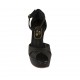 Scarpa aperta da donna con cinturino in pelle nera con plateau e tacco 11 - Misure disponibili: 42, 43
