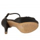 Zapato abierto para mujer con cinturon en piel negra con plataforma y tacon 11 - Tallas disponibles:  42, 43