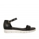 Scarpa aperta da donna in pelle nera con cinturino zeppa 2 - Misure disponibili: 45, 46