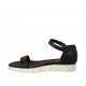 Scarpa aperta da donna in pelle nera con cinturino zeppa 2 - Misure disponibili: 45, 46