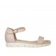 Woman's open shoe with strap in rose leather wedge heel 2 - Available sizes:  33, 43, 47