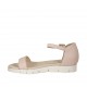 Woman's open shoe with strap in rose leather wedge heel 2 - Available sizes:  33, 43, 47