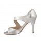 Scarpa aperta da donna in pelle laminata argento con tacco 9 - Misure disponibili: 31, 46