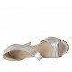 Zapato abierto para mujer en piel laminada plateada tacon 9 - Tallas disponibles:  31, 46