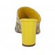 Sabo abierto para mujer en charol amarillo y tela con estampado floreal tacon 7 - Tallas disponibles:  42