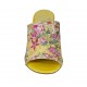 Sabo abierto para mujer en charol amarillo y tela con estampado floreal tacon 7 - Tallas disponibles:  42