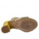 Mule ouvert pour femmes en cuir verni jaune et tissu imprimé floral talon 7 - Pointures disponibles:  42