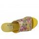Sabo abierto para mujer en charol amarillo y tela con estampado floreal tacon 7 - Tallas disponibles:  42