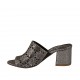 Woman's open mules in pierced leather in lead color heel 5 - Available sizes:  34, 42