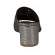 Woman's open mules in pierced leather in lead color heel 5 - Available sizes:  34, 42