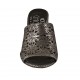 Woman's open mules in pierced leather in lead color heel 5 - Available sizes:  34, 42