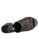 Woman's open mules in pierced leather in lead color heel 5 - Available sizes:  34, 42