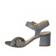 Sandalo da donna con cinturino in pelle intrecciata blu avio e grigia tacco 5 - Misure disponibili: 42, 43, 44