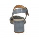 Sandalia para mujer con cinturon en piel trenzada azul grisaceo y gris tacon 5 - Tallas disponibles:  42, 43, 44
