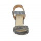 Sandalo da donna con cinturino in pelle intrecciata blu avio e grigia tacco 5 - Misure disponibili: 42, 43, 44