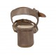 Sandalo da donna con cinturino in pelle taupe e pelle intrecciata beige, cuoio e marrone tacco 5 - Misure disponibili: 42, 43, 44