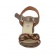 Sandalo da donna con cinturino in pelle taupe e pelle intrecciata beige, cuoio e marrone tacco 5 - Misure disponibili: 42, 43, 44