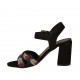 Sandale pour femmes avec courroie et strass en daim noir talon 7 - Pointures disponibles:  45