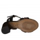 Sandalo da donna con cinturino e strass in camoscio nero tacco 7 - Misure disponibili: 43, 45