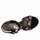 Sandalo da donna con cinturino e strass in camoscio nero tacco 7 - Misure disponibili: 43, 45