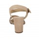 Sandalo da donna con cinturino e strass in camoscio beige tacco 7 - Misure disponibili: 44