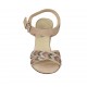 Sandalo da donna con cinturino e strass in camoscio beige tacco 7 - Misure disponibili: 44