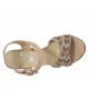 Sandalo da donna con cinturino e strass in camoscio beige tacco 7 - Misure disponibili: 44