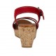 Sandalo da donna con cinturino e strass in camoscio rosso con plateau e zeppa 7 - Misure disponibili: 42, 43, 44, 45