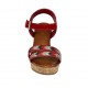 Sandalo da donna con cinturino e strass in camoscio rosso con plateau e zeppa 7 - Misure disponibili: 42, 43, 44, 45