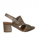 Woman's sandal in taupe pierced leather heel 5