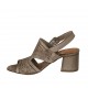 Sandalo da donna in pelle forata taupe tacco 5 - Misure disponibili: 33, 42, 43