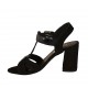 Sandale pour femmes avec courroie en cuir verni et daim noir talon 7 - Pointures disponibles:  33, 34, 43, 45