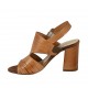 Sandalo da donna in pelle tagliata color cuoio tacco 7 - Misure disponibili: 42, 43