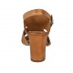 Sandalia para mujer en piel cortada color cuero tacon 7 - Tallas disponibles:  42, 43