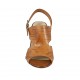 Sandalia para mujer en piel cortada color cuero tacon 7 - Tallas disponibles:  42, 43