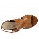 Sandalia para mujer en piel cortada color cuero tacon 7 - Tallas disponibles:  42, 43