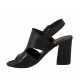Sandalo da donna in pelle tagliata nera tacco 7 - Misure disponibili: 42, 43