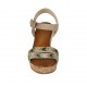 Sandalo da donna in camoscio beige con cinturino, strass, plateau e zeppa 7 - Misure disponibili: 42, 43, 44